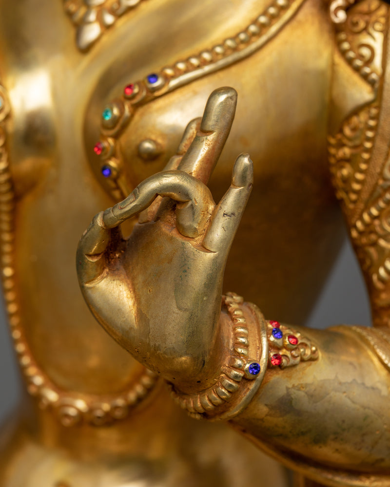 Radiant Green Tara 48cm Gold Gilded Statue | A Beacon of Compassion and Protection