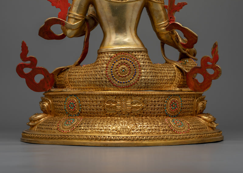 Radiant Green Tara 48cm Gold Gilded Statue | A Beacon of Compassion and Protection