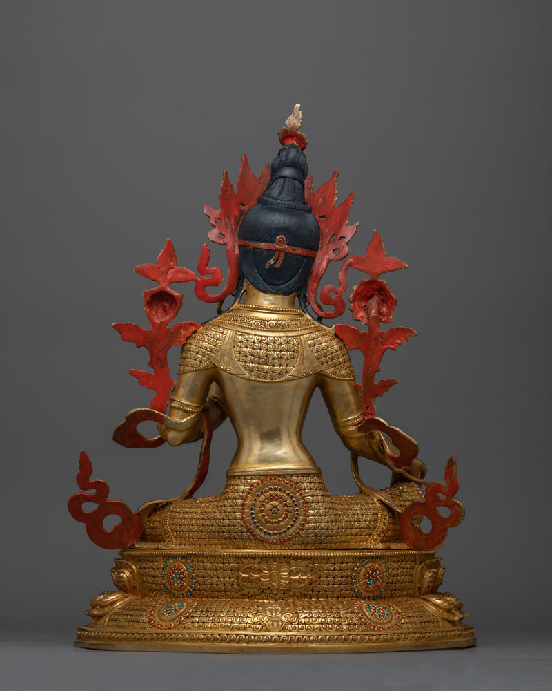 Radiant Green Tara 48cm Gold Gilded Statue | A Beacon of Compassion and Protection