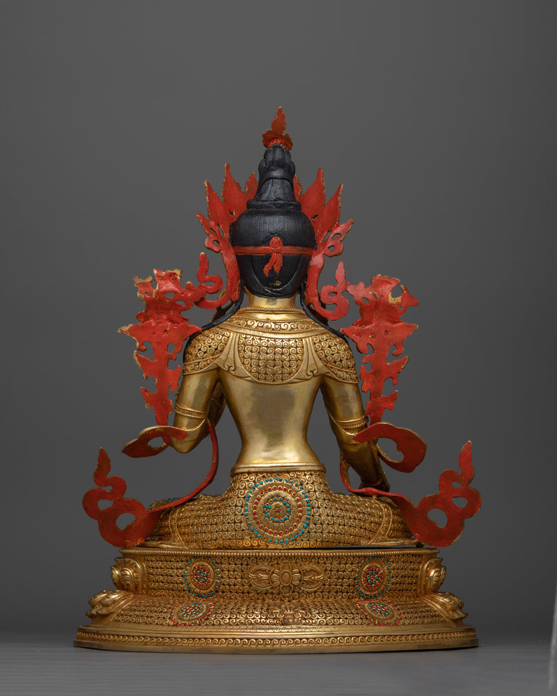 White Tara 48cm Elegantly Gold Gilded Statue | Embodiment of Serenity and Grace