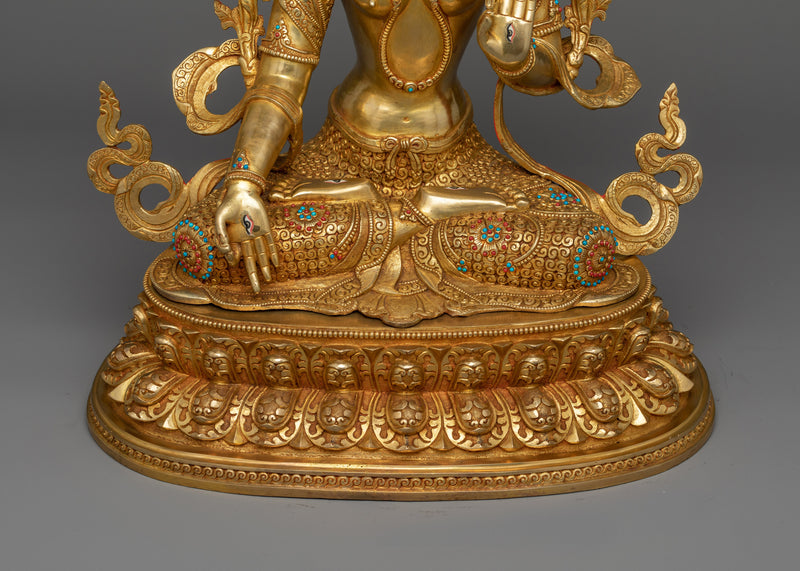 White Tara 48cm Elegantly Gold Gilded Statue | Embodiment of Serenity and Grace