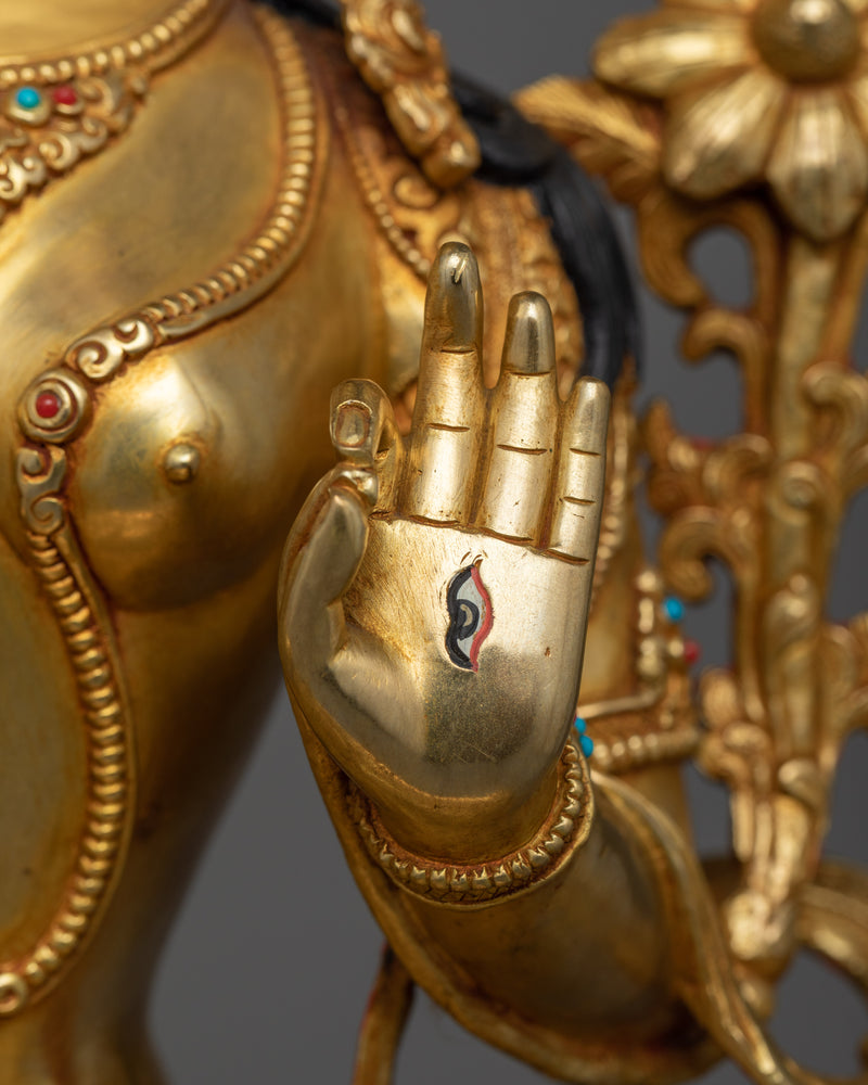 White Tara 48cm Elegantly Gold Gilded Statue | Embodiment of Serenity and Grace