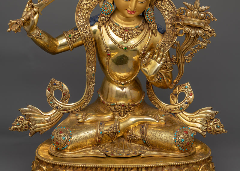 Insightful Wisdom Deity Manjushri Statue | Embodiment of Knowledge and Enlightenment