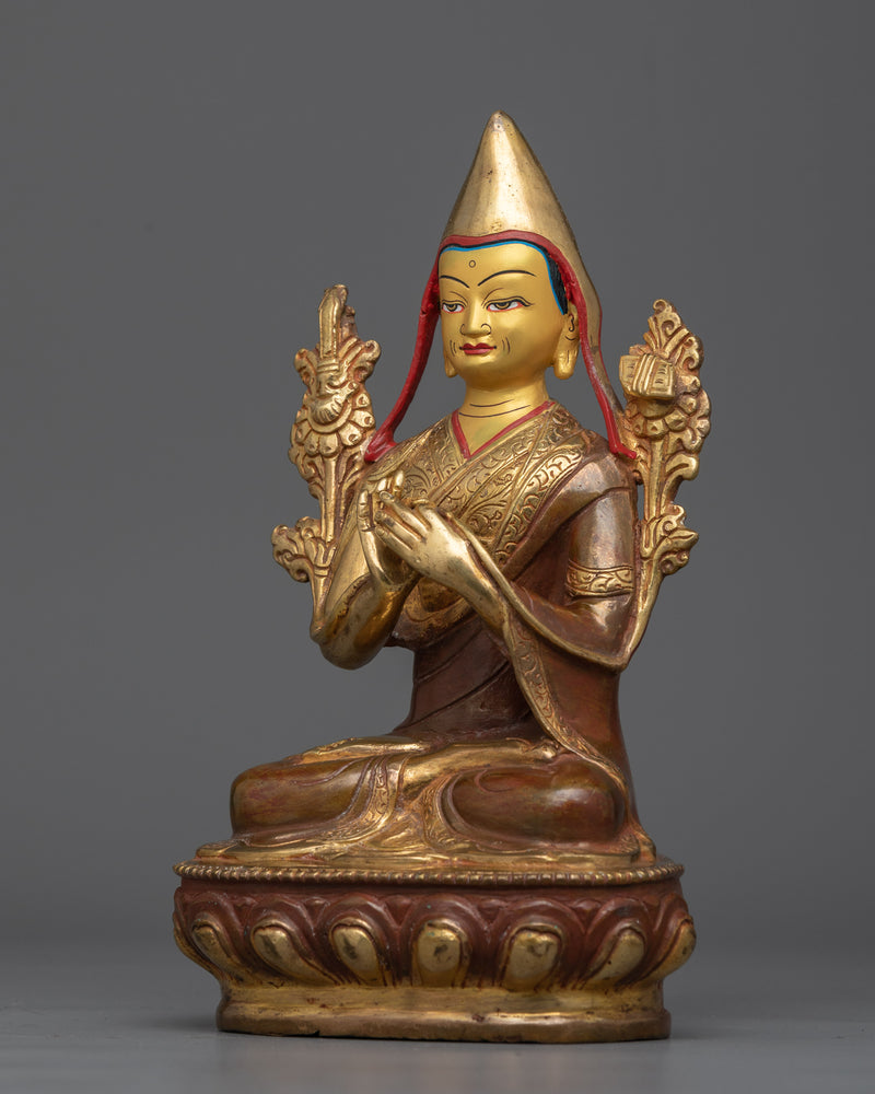 Tsong Khapa with Two Disciples Statue | Embodiment of Wisdom and Spiritual Guidance