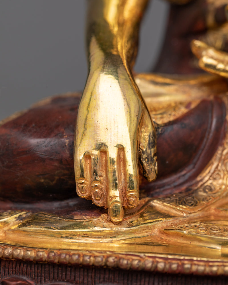 Shakyamuni Buddha Gold Gilded Oxidized Statue | Embodiment of Enlightenment and Serenity