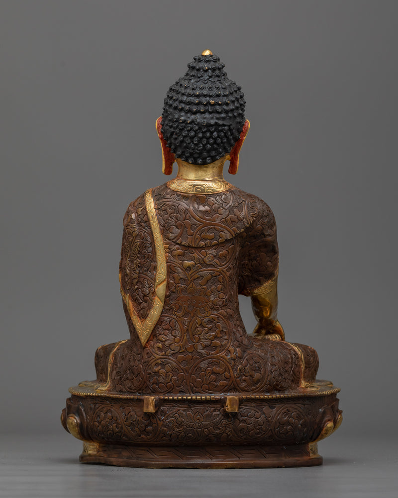 Shakyamuni Buddha 36cm Oxidized Copper Statue | Embodiment of Enlightenment