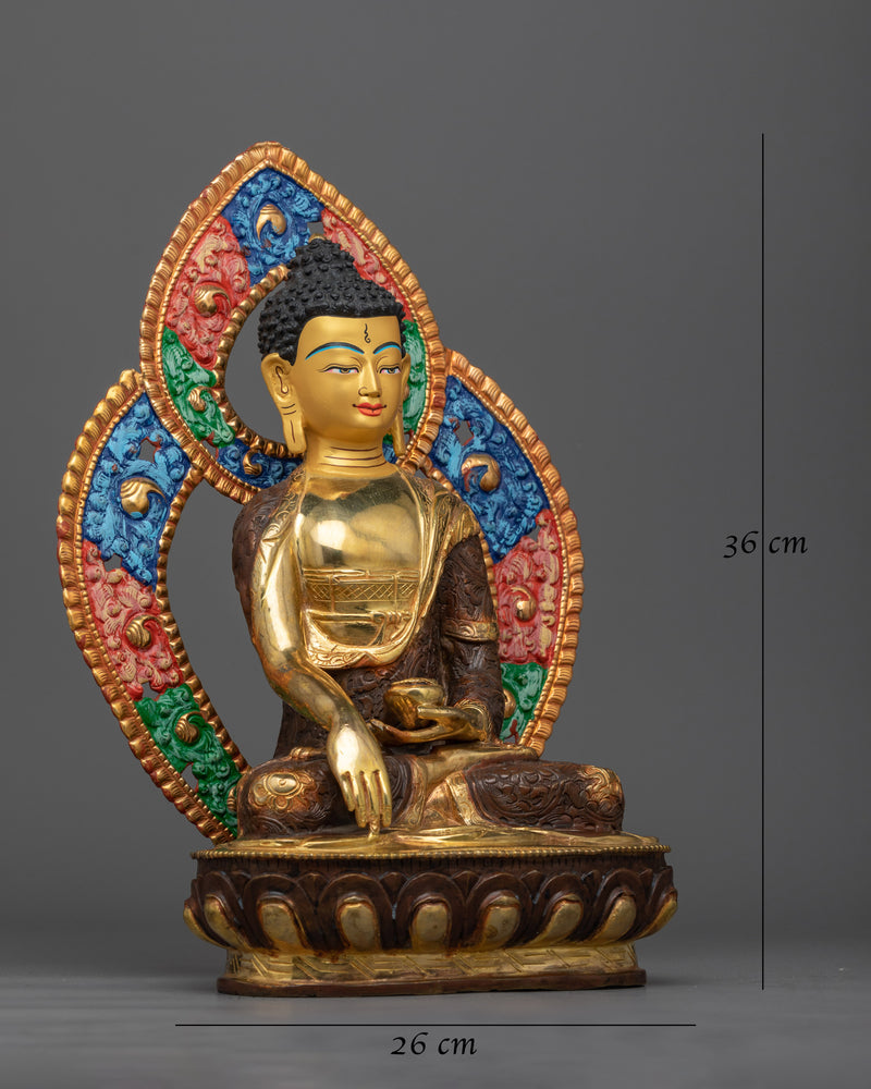 Shakyamuni Buddha 36cm Oxidized Copper Statue | Embodiment of Enlightenment