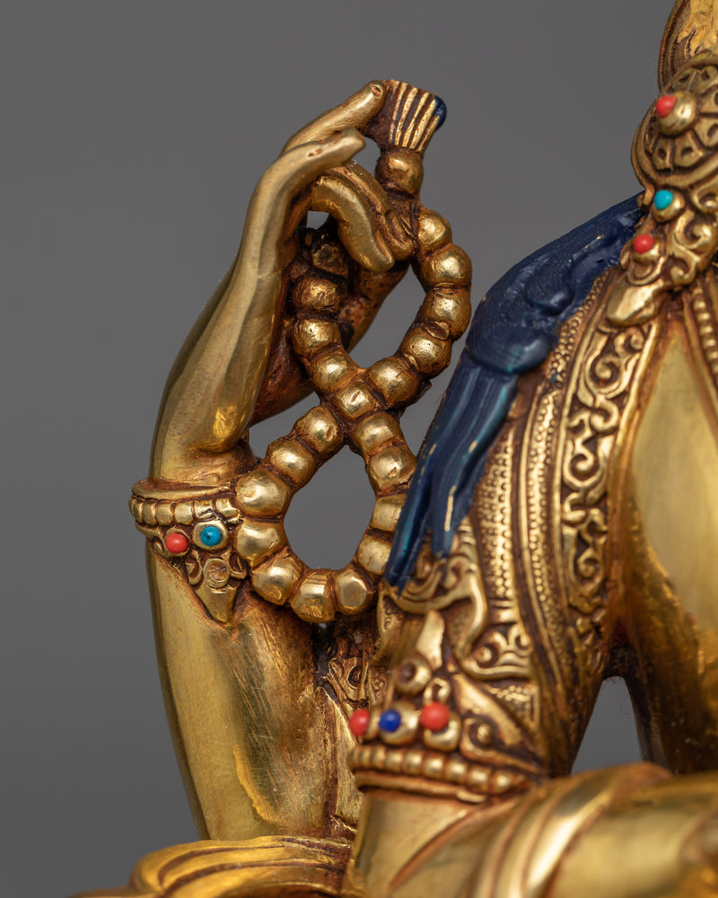 24K Gold Gilded Chenrezig Statue | Embodiment of Compassion and Serenity