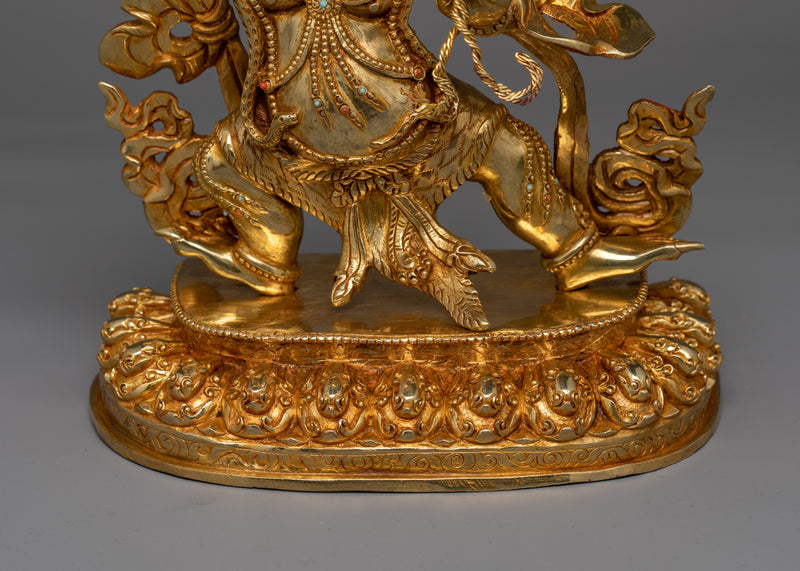 Vajrapani Gold Gilded Statue | Embodiment of Power and Protection