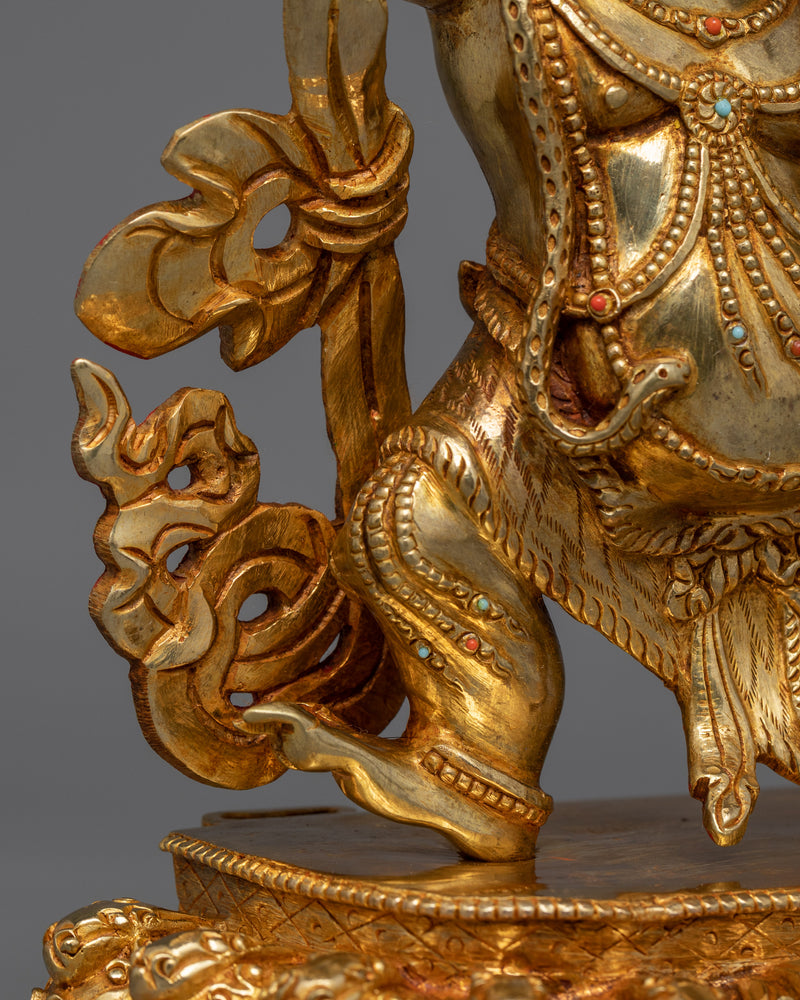 Vajrapani Gold Gilded Statue | Embodiment of Power and Protection