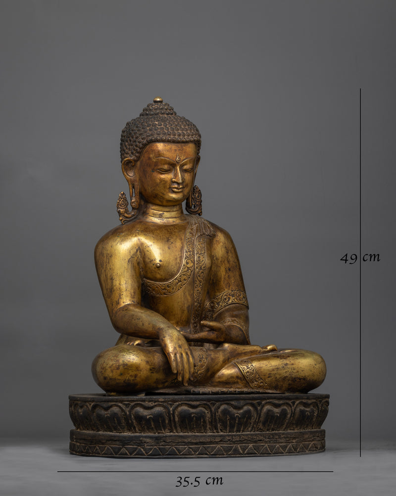 Shakyamuni Buddha Gold Gilded Antique Statue | Serenity in Timeless Tradition