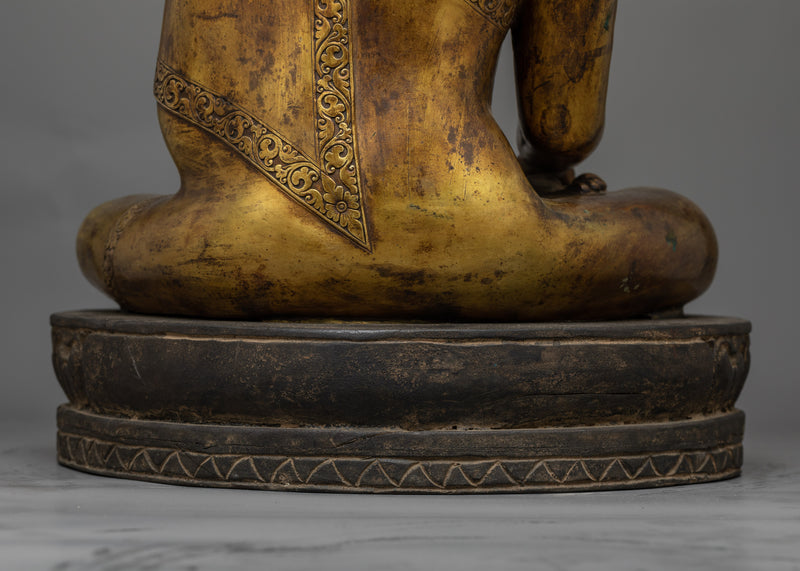 Shakyamuni Buddha Gold Gilded Antique Statue | Serenity in Timeless Tradition