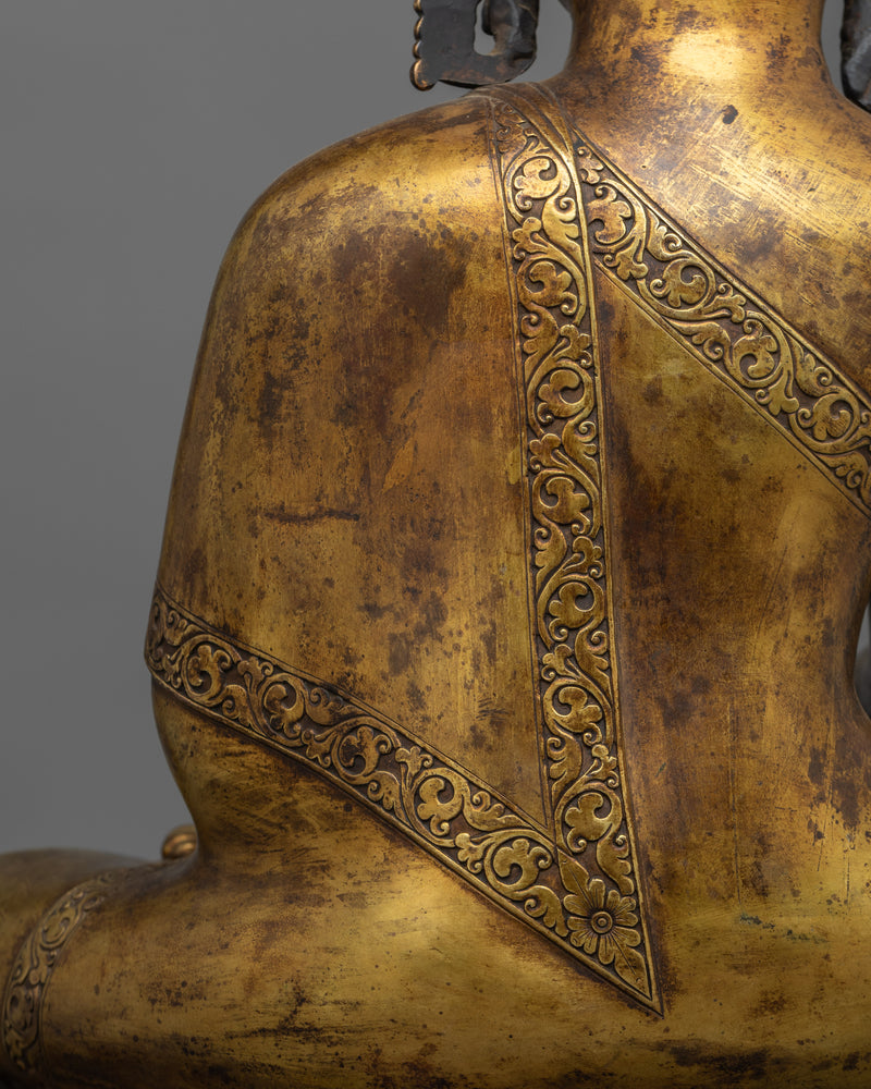 Shakyamuni Buddha Gold Gilded Antique Statue | Serenity in Timeless Tradition