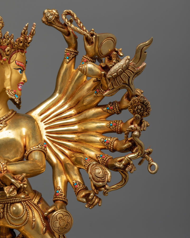 Kalachakra Gold Gilded Statue | A Radiant Embodiment of Time and Wisdom