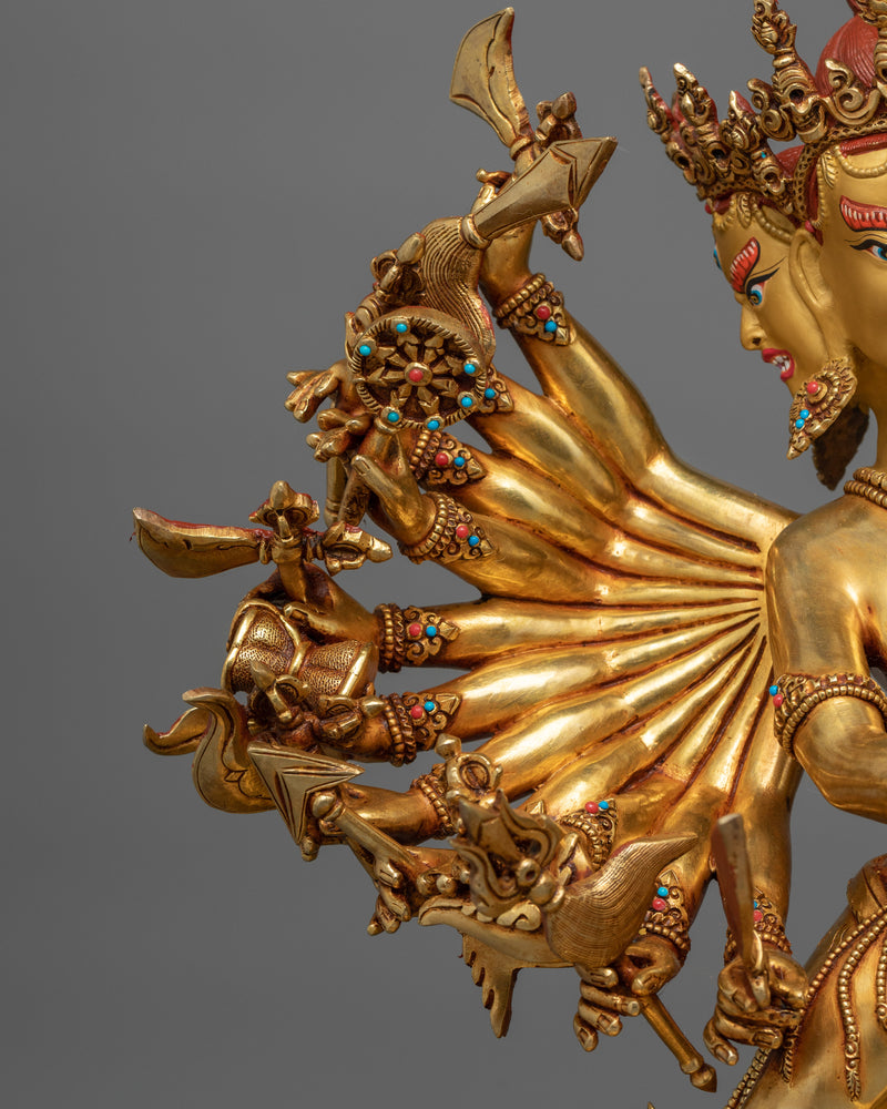 Kalachakra Gold Gilded Statue | A Radiant Embodiment of Time and Wisdom