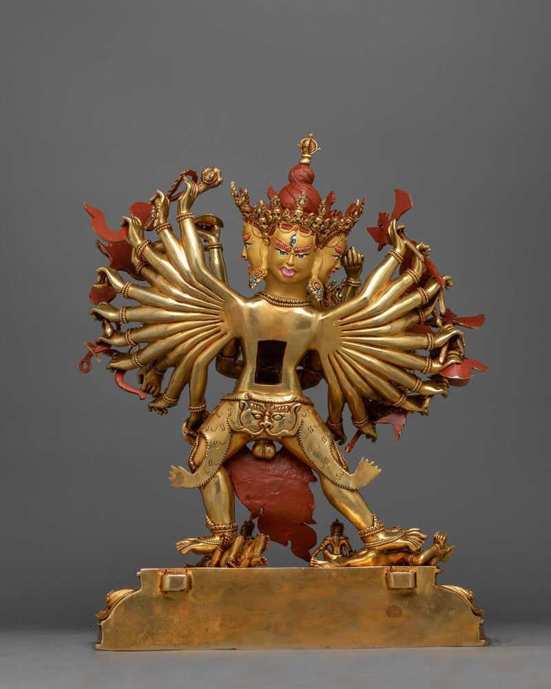 Kalachakra Gold Gilded Statue | A Radiant Embodiment of Time and Wisdom