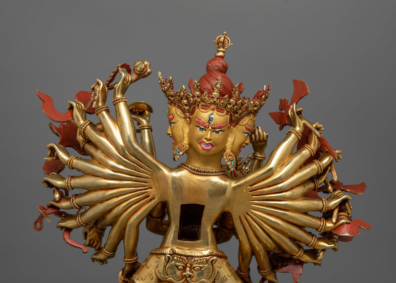 Kalachakra Gold Gilded Statue | A Radiant Embodiment of Time and Wisdom