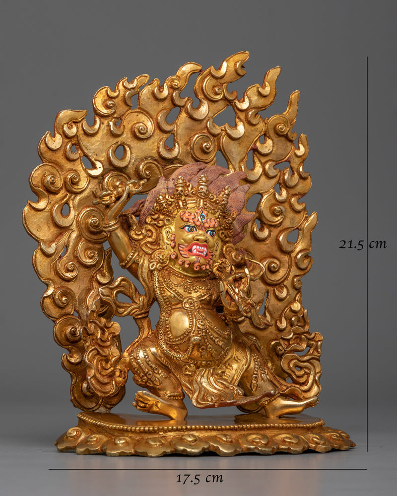 Gold Gilded Vajrapani Sculpture | Embodiment of Strength and Protection