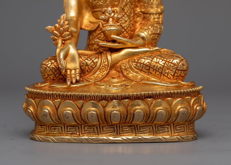 Medicine Buddha Gold Gilded Statue | Beacon of Healing and Compassion