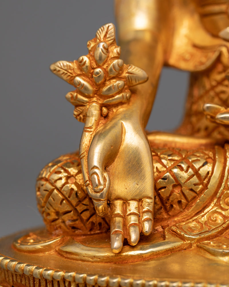 Medicine Buddha Gold Gilded Statue | Beacon of Healing and Compassion