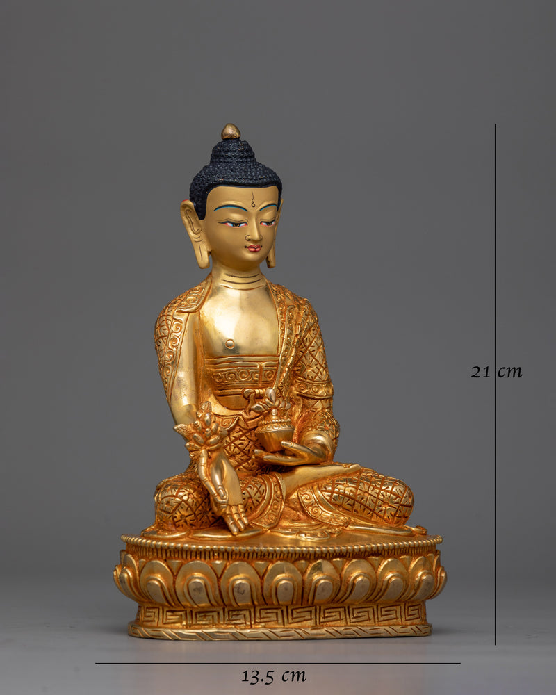 Medicine Buddha Gold Gilded Statue | Beacon of Healing and Compassion