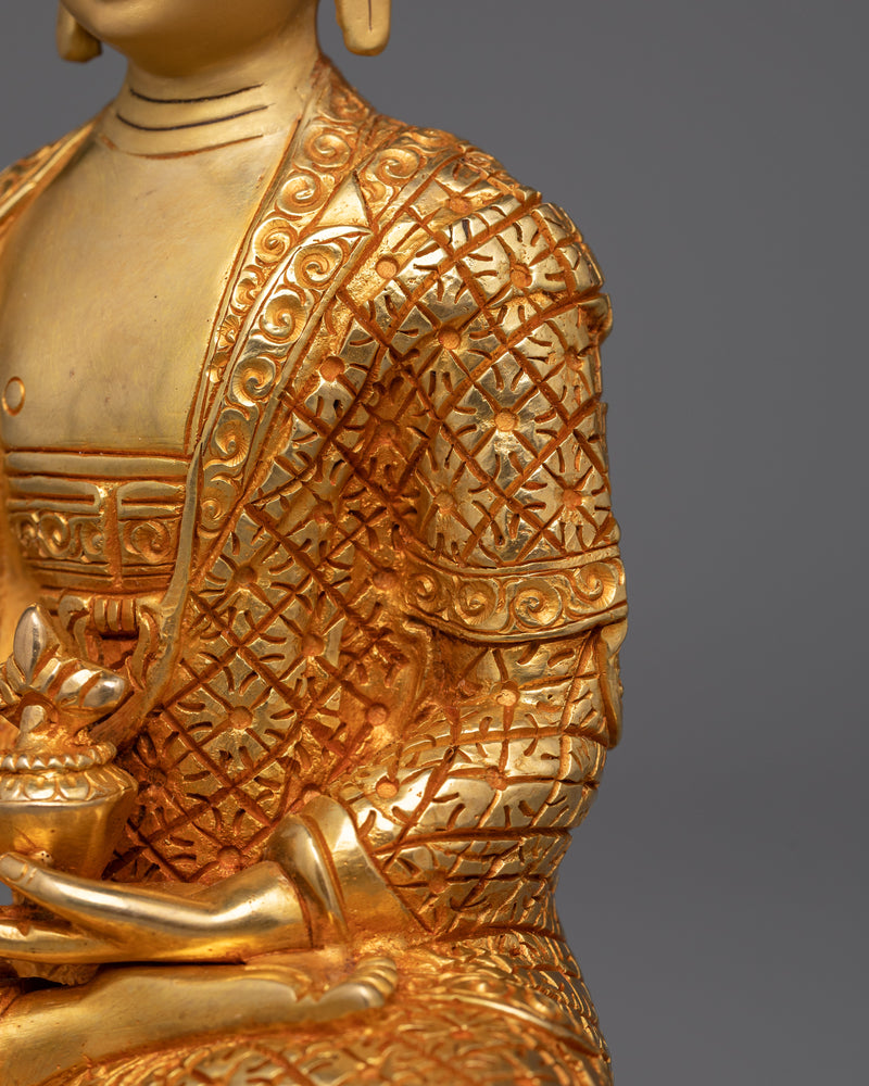 Medicine Buddha Gold Gilded Statue | Beacon of Healing and Compassion