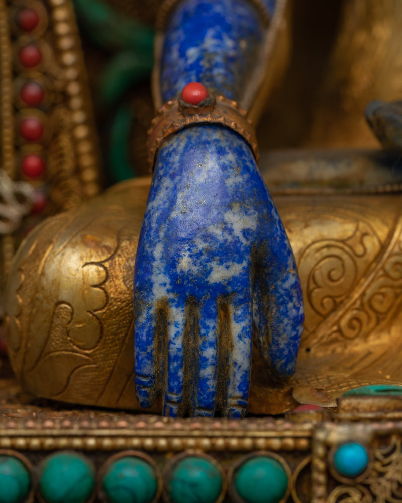 Shakyamuni Buddha Lapis Body Statue | A Resonance of Deep Tranquility