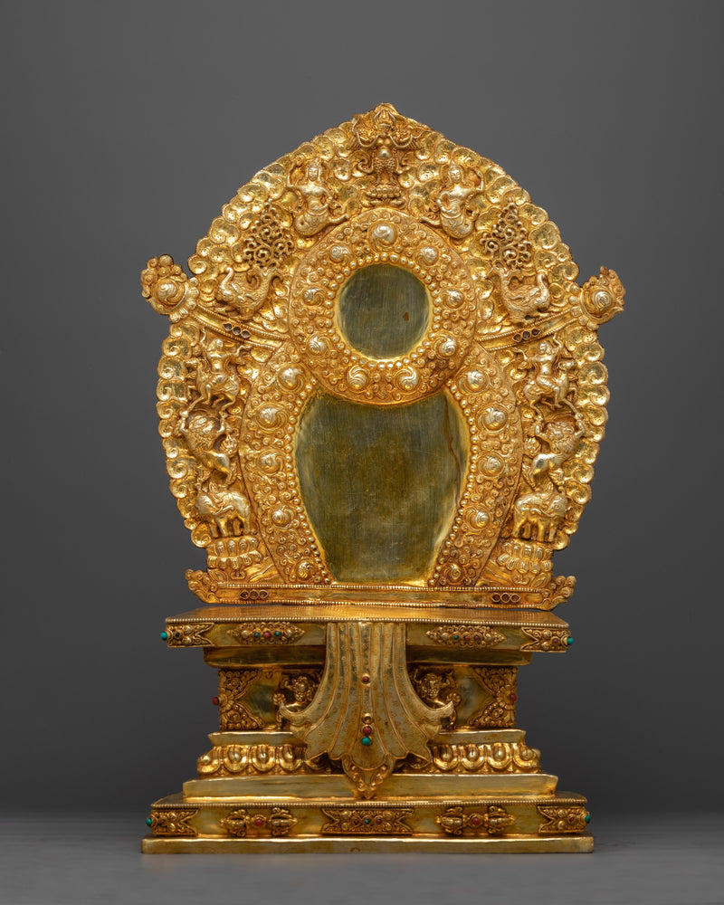 Shakyamuni Buddha Gold-Gilded with Throne Statue | Enlightened Majesty