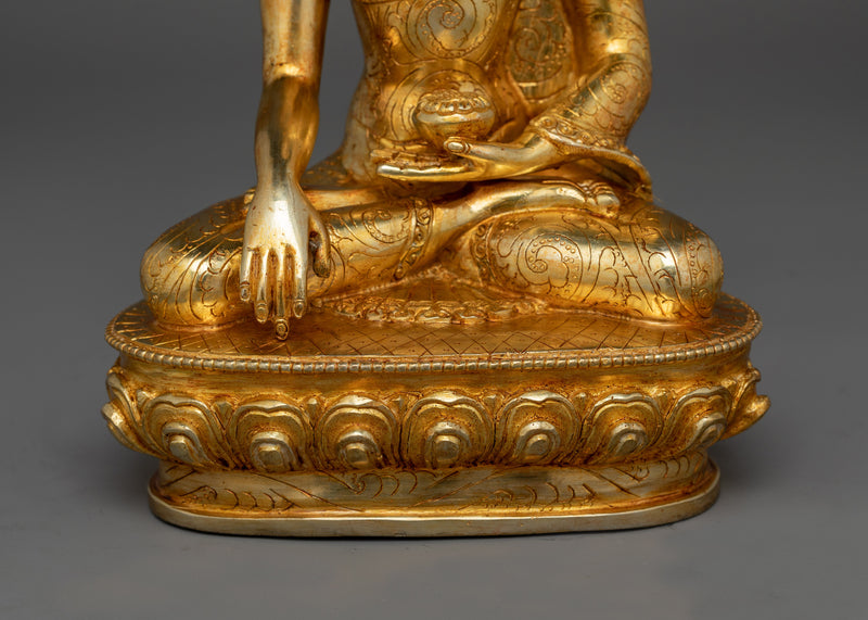 Shakyamuni Buddha Gold-Gilded with Throne Statue | Enlightened Majesty