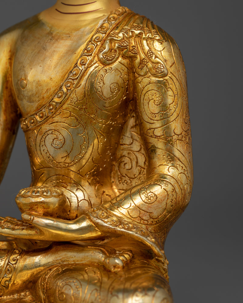 Shakyamuni Buddha Gold-Gilded with Throne Statue | Enlightened Majesty