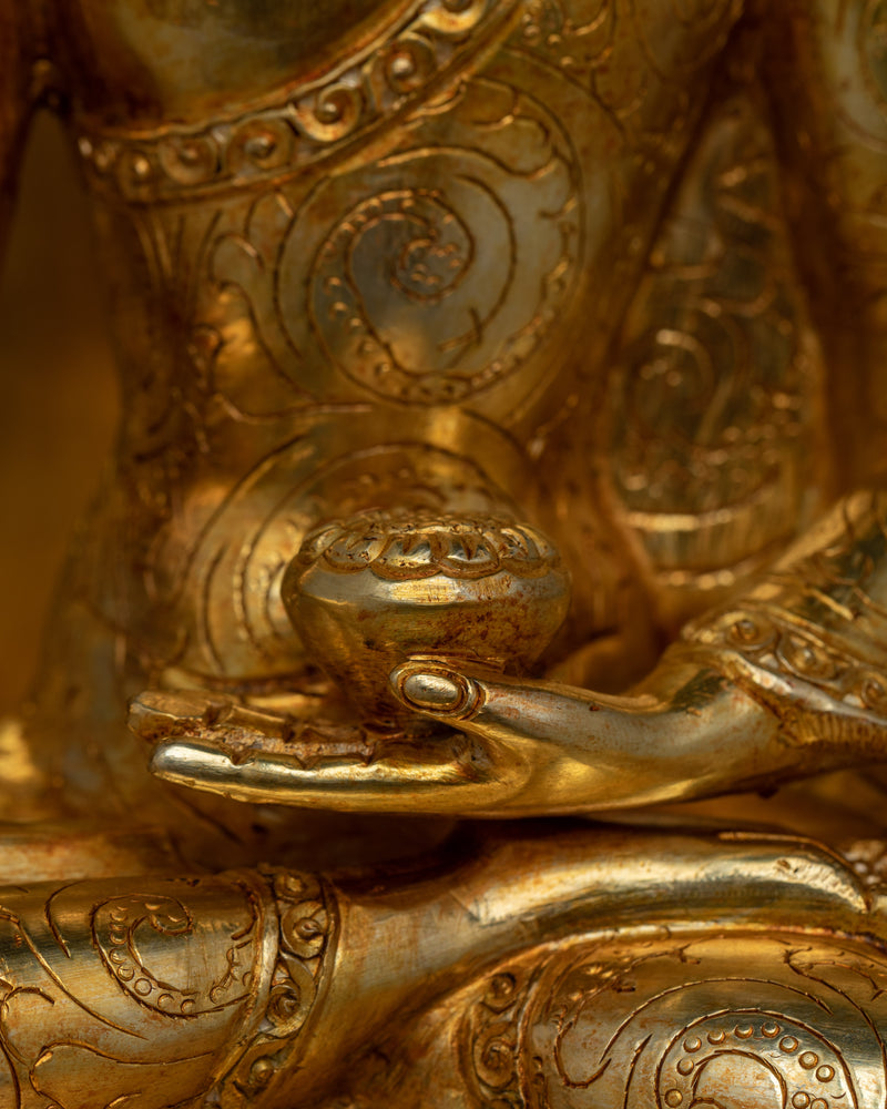 Shakyamuni Buddha Gold-Gilded with Throne Statue | Enlightened Majesty