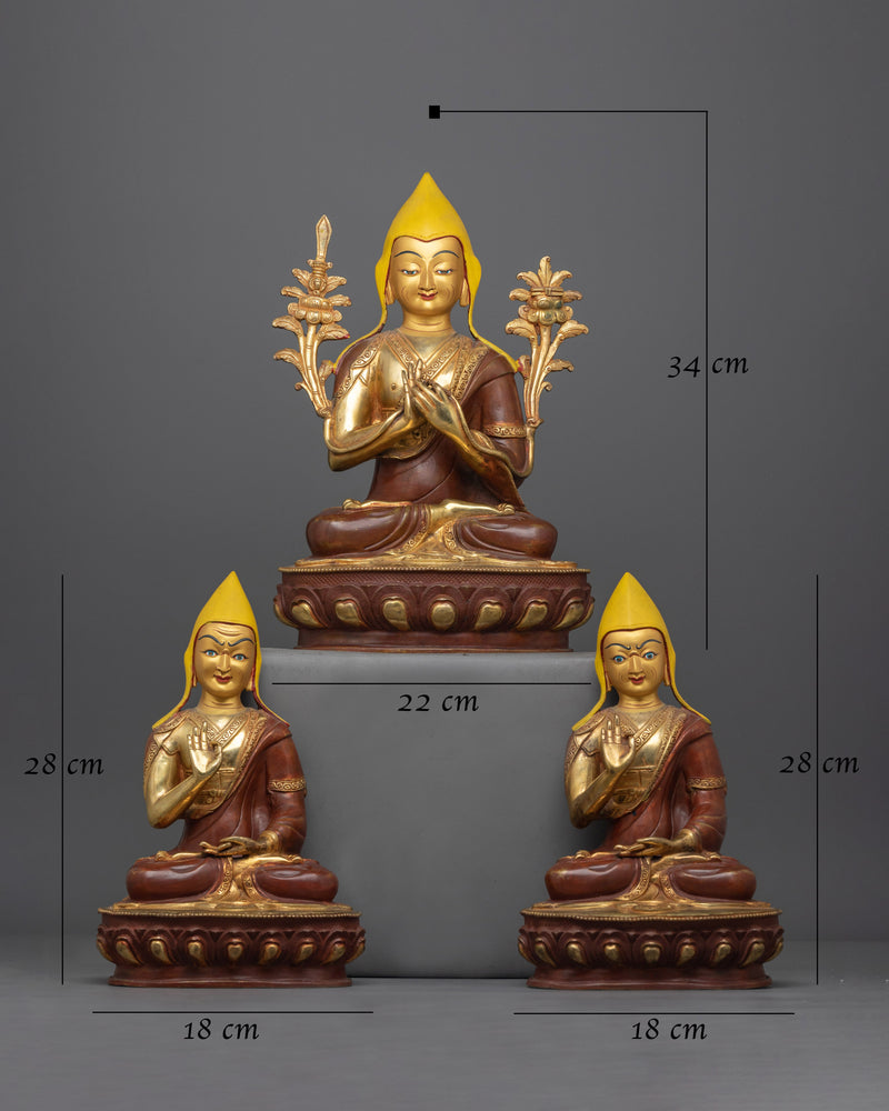 Tsongkhapa and His Disciples Statue Set | Pillars of Gelug Teachings