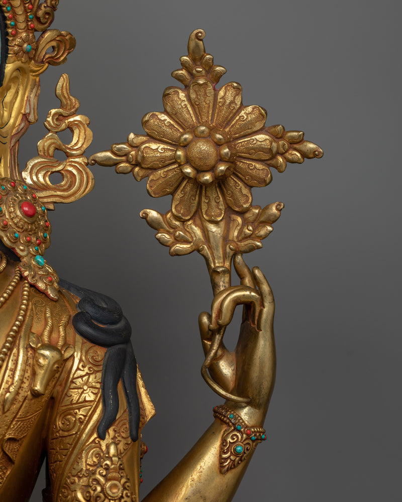 Chenrezig 92cm Gold-Gilded Statue | A Monument to Compassionate Presence