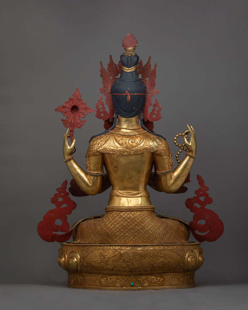 Chenrezig 92cm Gold-Gilded Statue | A Monument to Compassionate Presence