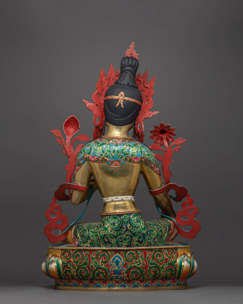 Green Tara Beautiful Colored Sculpture | Embodiment of Compassionate Rescue