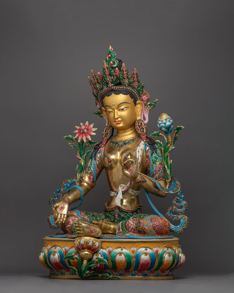 green-tara-beautiful-colored-sculpture