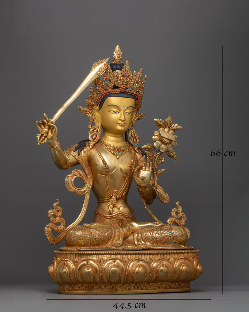 Insight-Wisdom Deity Manjushri 66cm Statue | Beacon of Enlightened Knowledge