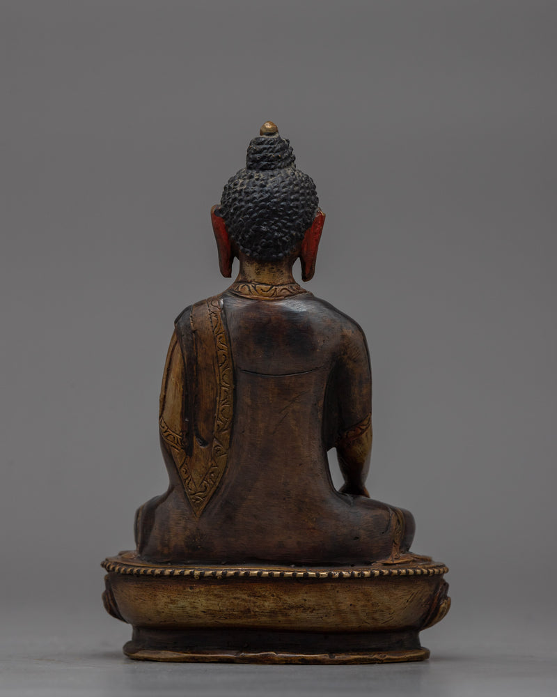 Shakyamuni Buddha Small Darken Oxidized Statue | Serene Miniature