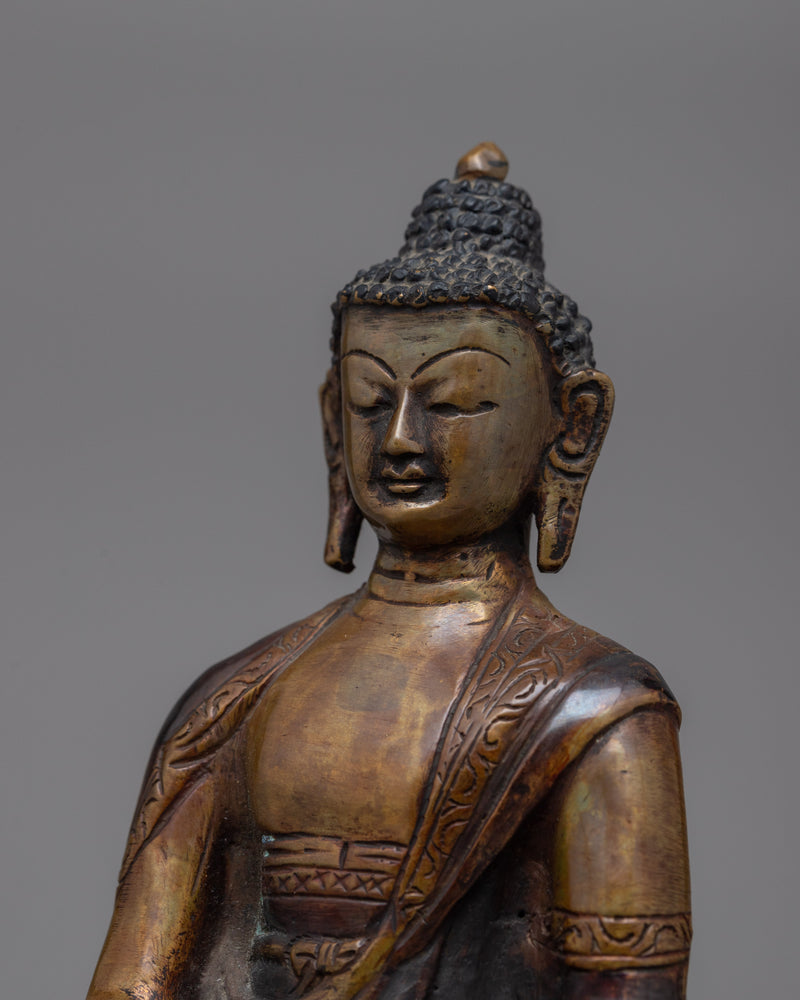 Shakyamuni Buddha Small Darken Oxidized Statue | Serene Miniature