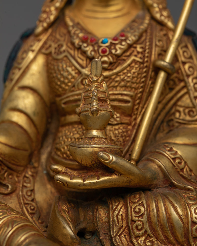 Guru Rinpoche Small 23cm Statue | Handcrafted Copper Sculpture