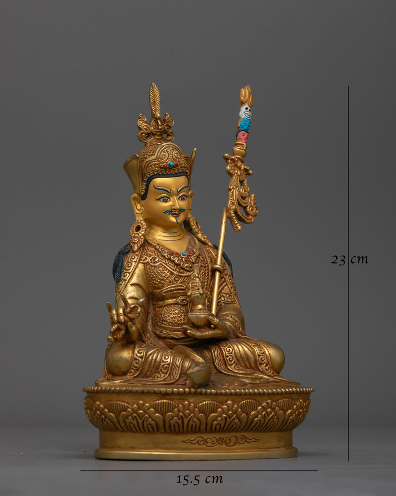 Guru Rinpoche Small 23cm Statue | Handcrafted Copper Sculpture