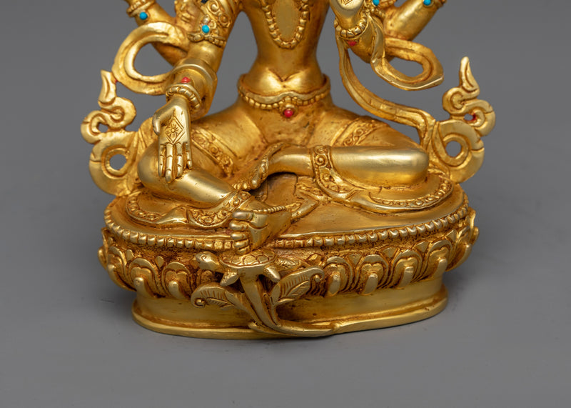 Saraswati Elegant 17cm Small Gold Gilded Statue | Superior Handcrafted Artwork