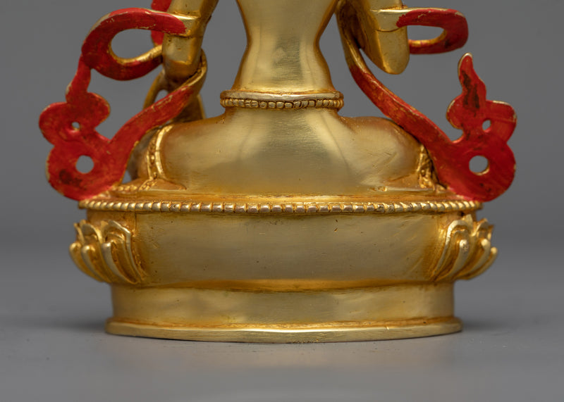 Kshitigarbha Gold Gilded Small Statue | Handcrafted Elegant Copper Artwork