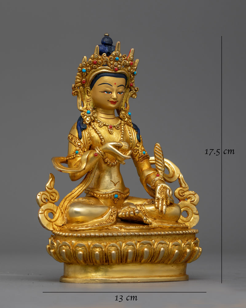 Kshitigarbha Gold Gilded Small Statue | Handcrafted Elegant Copper Artwork