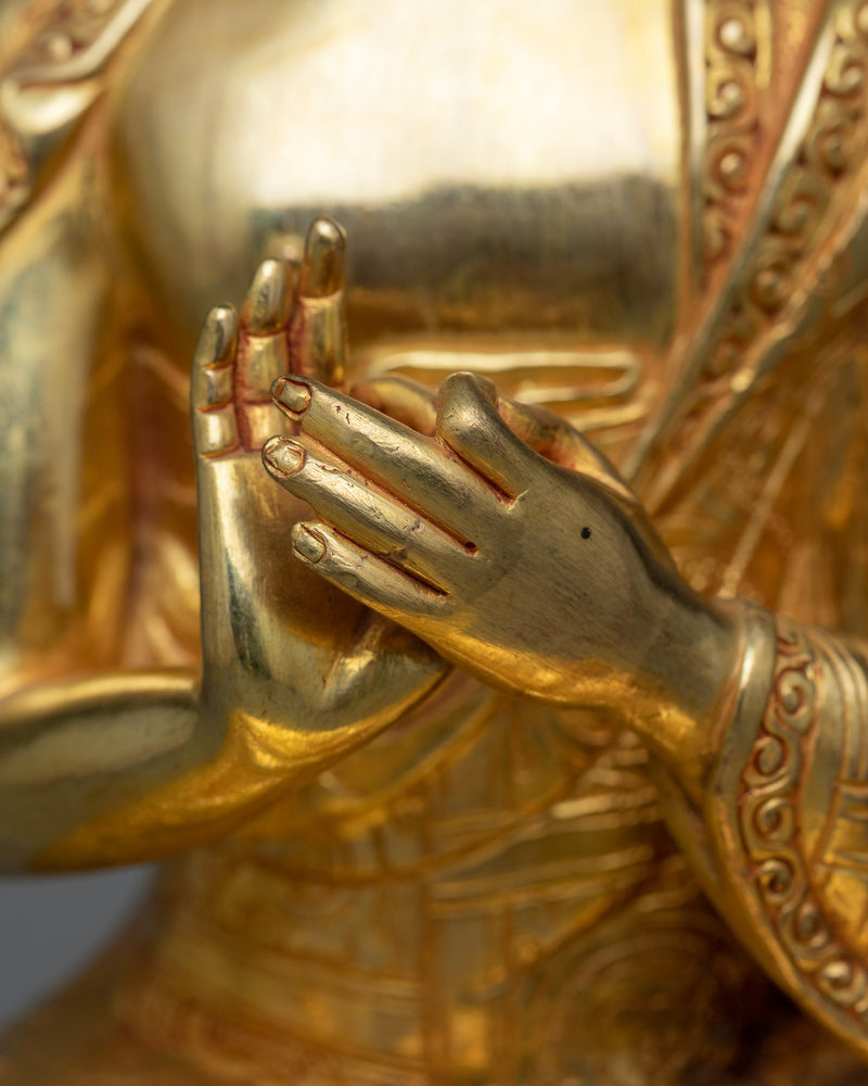 Vairocana Gold Gilded 23cm Sculpture | Stunning Copper Art