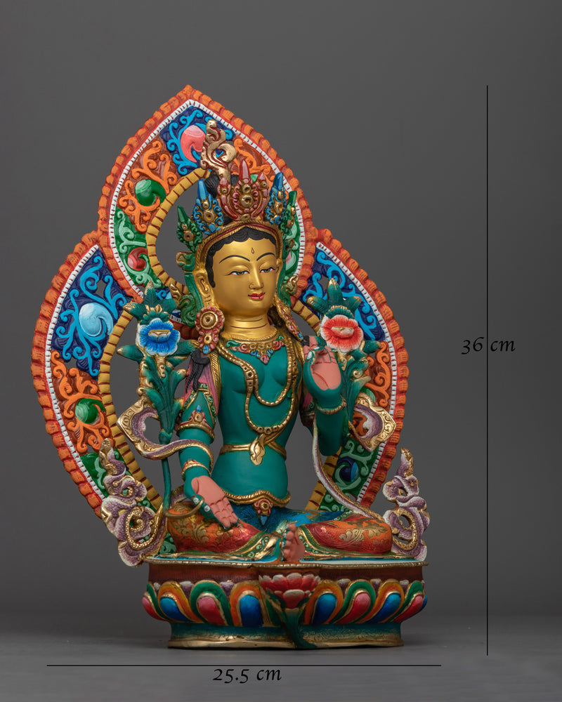 Green Tara Colored Sculpture | Beautifully Handcrafted Statue