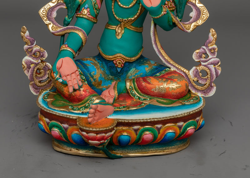 Green Tara Colored Sculpture | Beautifully Handcrafted Statue