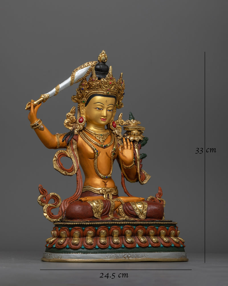 Insight Deity Manjushri Colored Statue | Beautifully Handcrafted Art