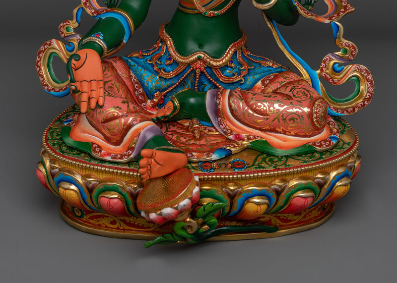 Green Tara Colorful Sculpture | Handcrafted Symbol of Compassion