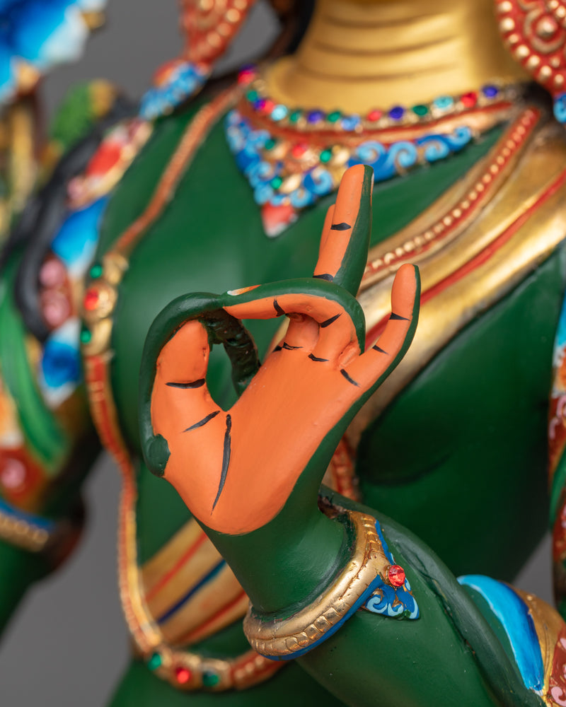 Green Tara Colorful Sculpture | Handcrafted Symbol of Compassion